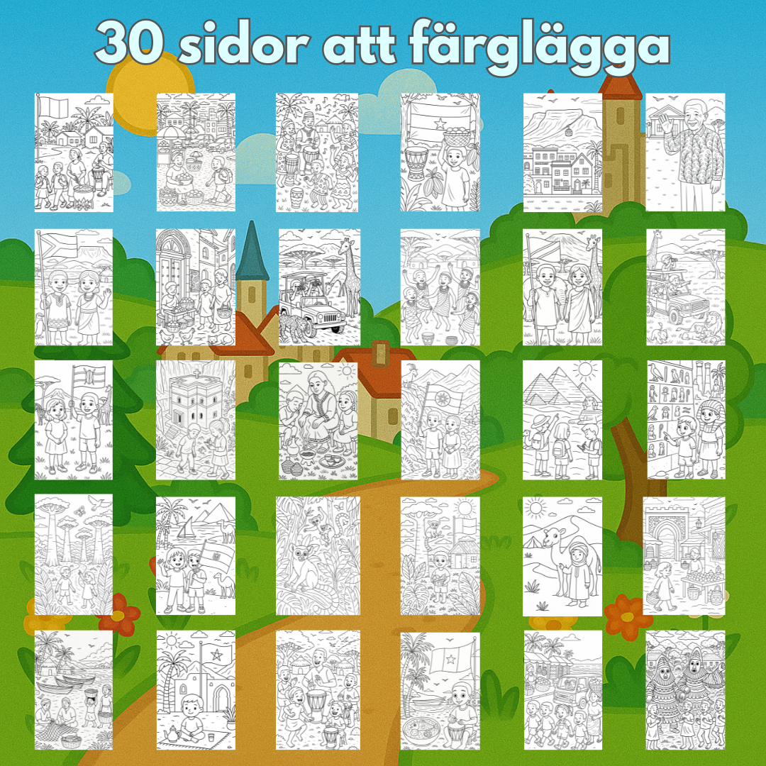 Res genom Afrika | Digital målarbok med fakta