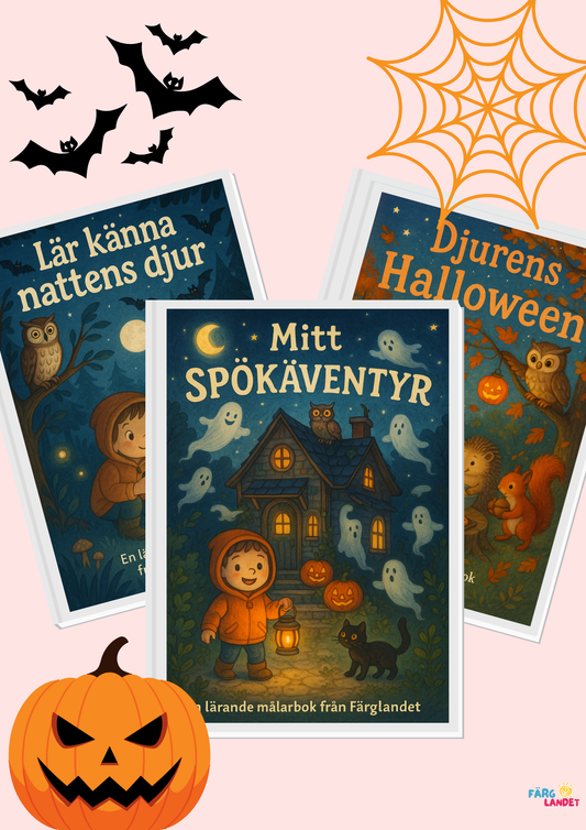 Halloweenpaketet – 3 magiska målarböcker för barn